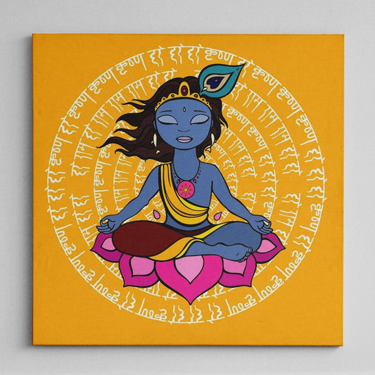 Meditating Krishna 'Sacred Mantra' Wall Art