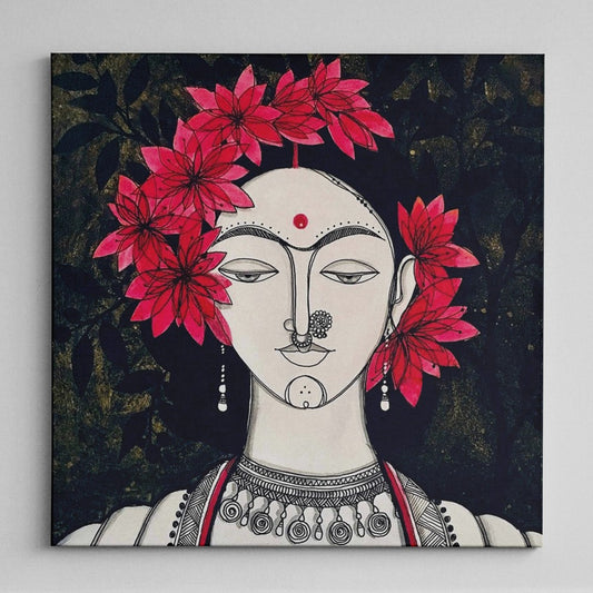 The Crimson Bloom Portrait Wall Art