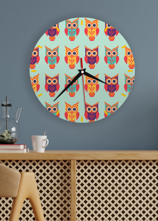 Whimsical Retro Owl Wall Clock