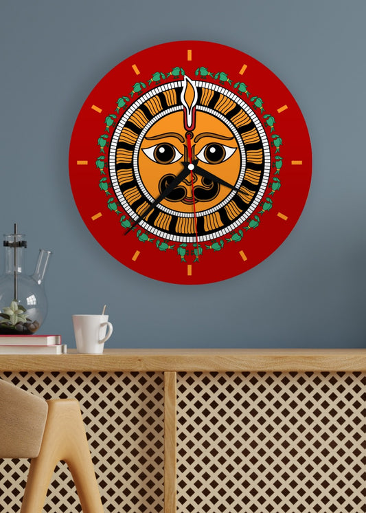 Radiant Sun God (Surya) Folk Art Wall Clock