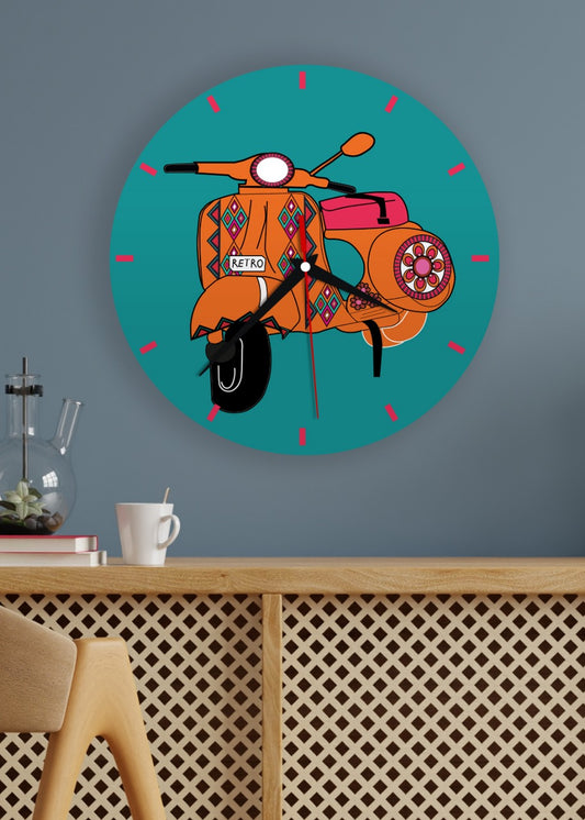 Retro Ride Scooter Wall Clock