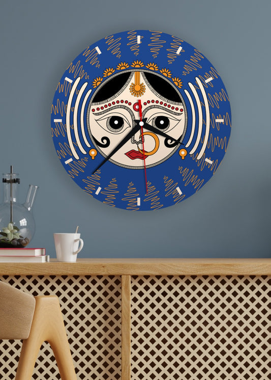 Divine Gaze Indian Folk Art Wall Clock
