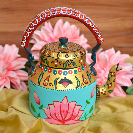 Royal Lotus Hand-Painted Artisan Tea Kettle