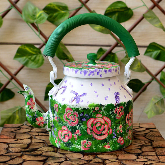 Secret Garden Hand-Painted Tea Kettle | Impressionistic Floral Design