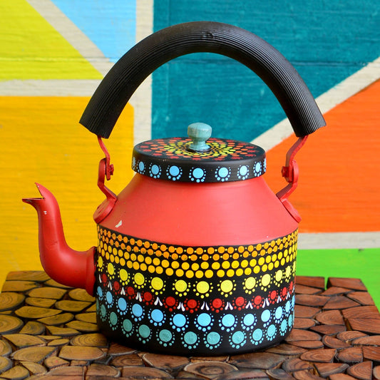 Artisan Hand-Painted Mandala Dot Art Tea Kettle
